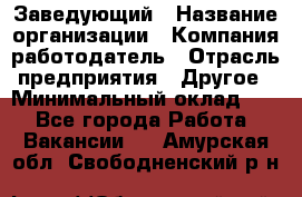 Заведующий › Название организации ­ Компания-работодатель › Отрасль предприятия ­ Другое › Минимальный оклад ­ 1 - Все города Работа » Вакансии   . Амурская обл.,Свободненский р-н